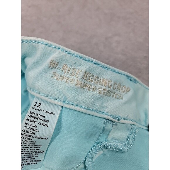 American Eagle Jeggings Womens 12 30x24 Crop Robin Egg Blue Mid High Stretch NEW - Picture 13 of 16